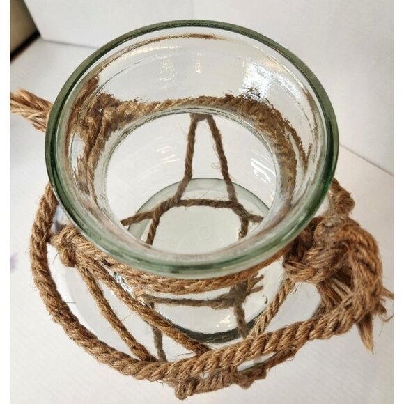 BoHo Decorative Hemp Rope Glass Vase Hydroponics Planter Green Plant Candle Seas - Picture 3 of 8